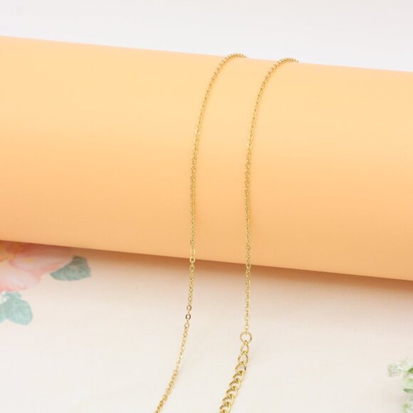 Elegant Heart Charm Yellow Necklace with Dual Chain Accent, XPNL0378 - Picture 11 of 15